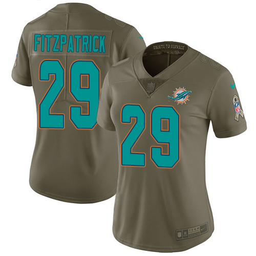 Nike Miami Dolphins #29 Minkah Fitzpatrick Olive Women Stitched NFL Limited 2017 Salute to Service Jersey->women nfl jersey->Women Jersey